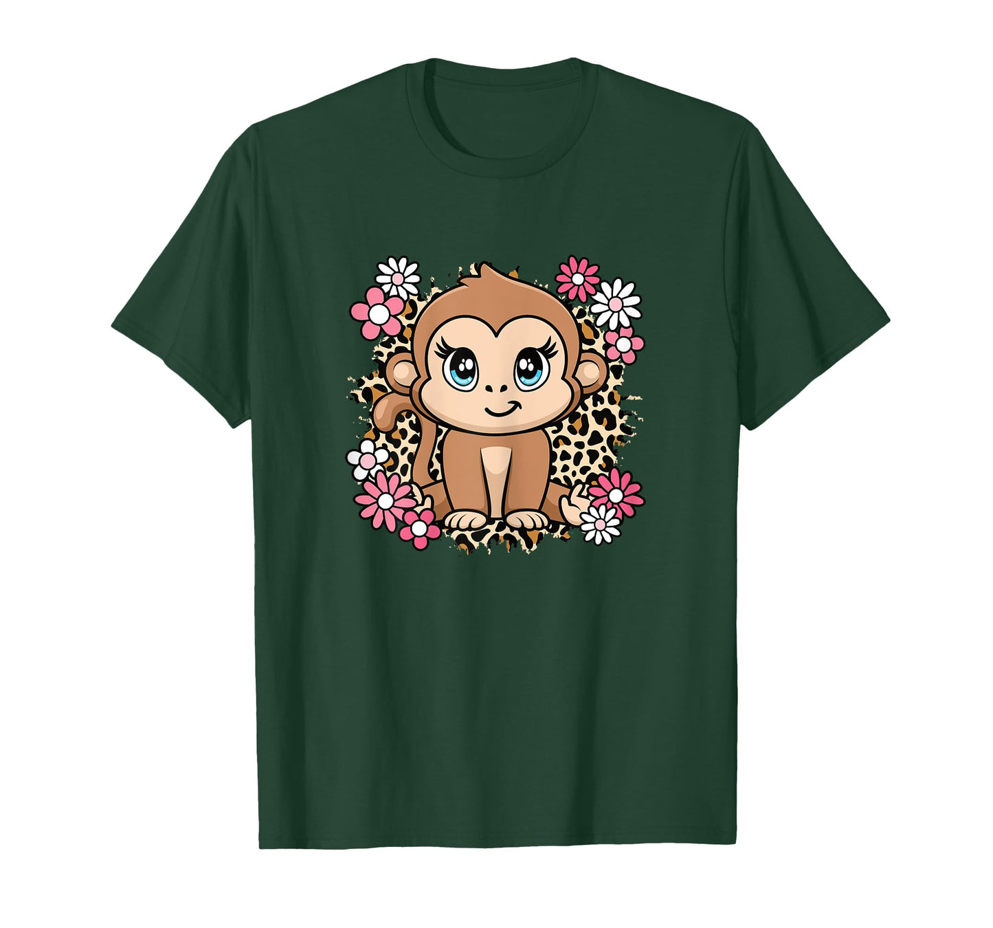 Cute Monkey Flowers Monkey Lover Women Girls Kids T-Shirt