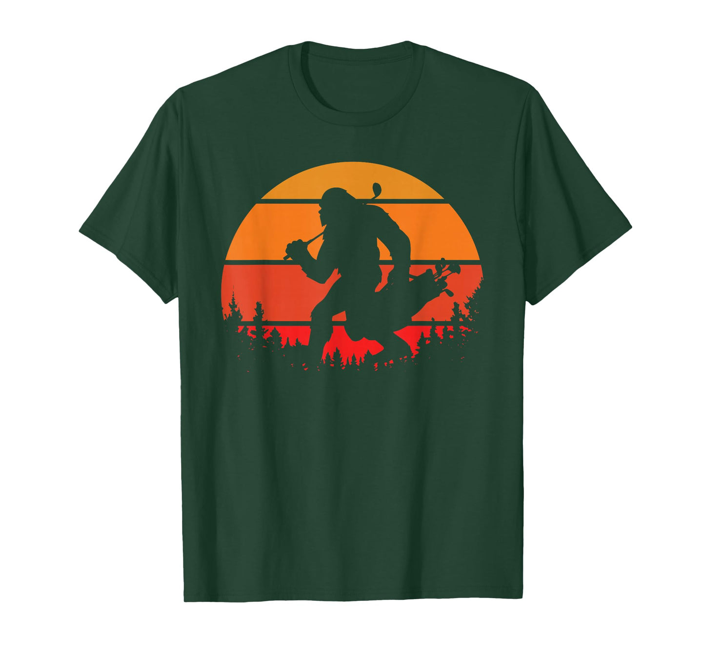Funny Bigfoot Golf Retro Sasquatch Playing Golf T-Shirt