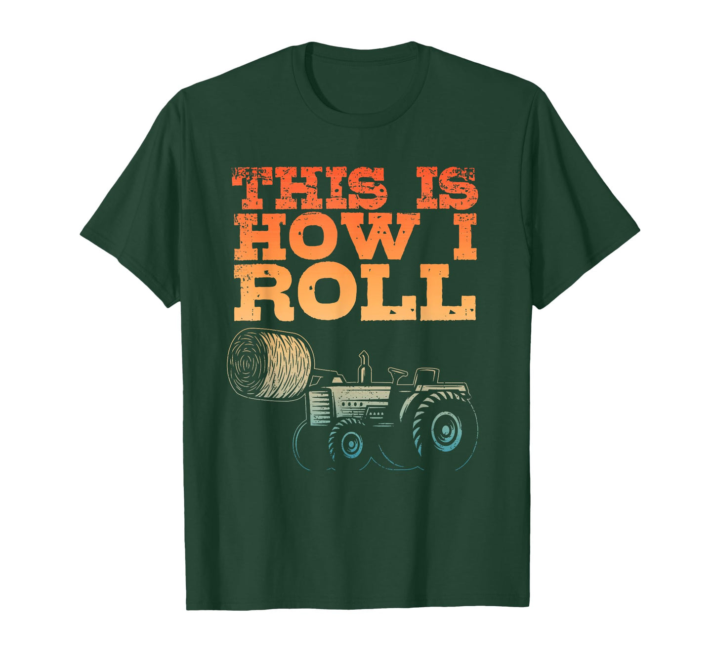 Farmer Art For Men Women Tractor Farming Hay Bale Cow Farmer T-Shirt