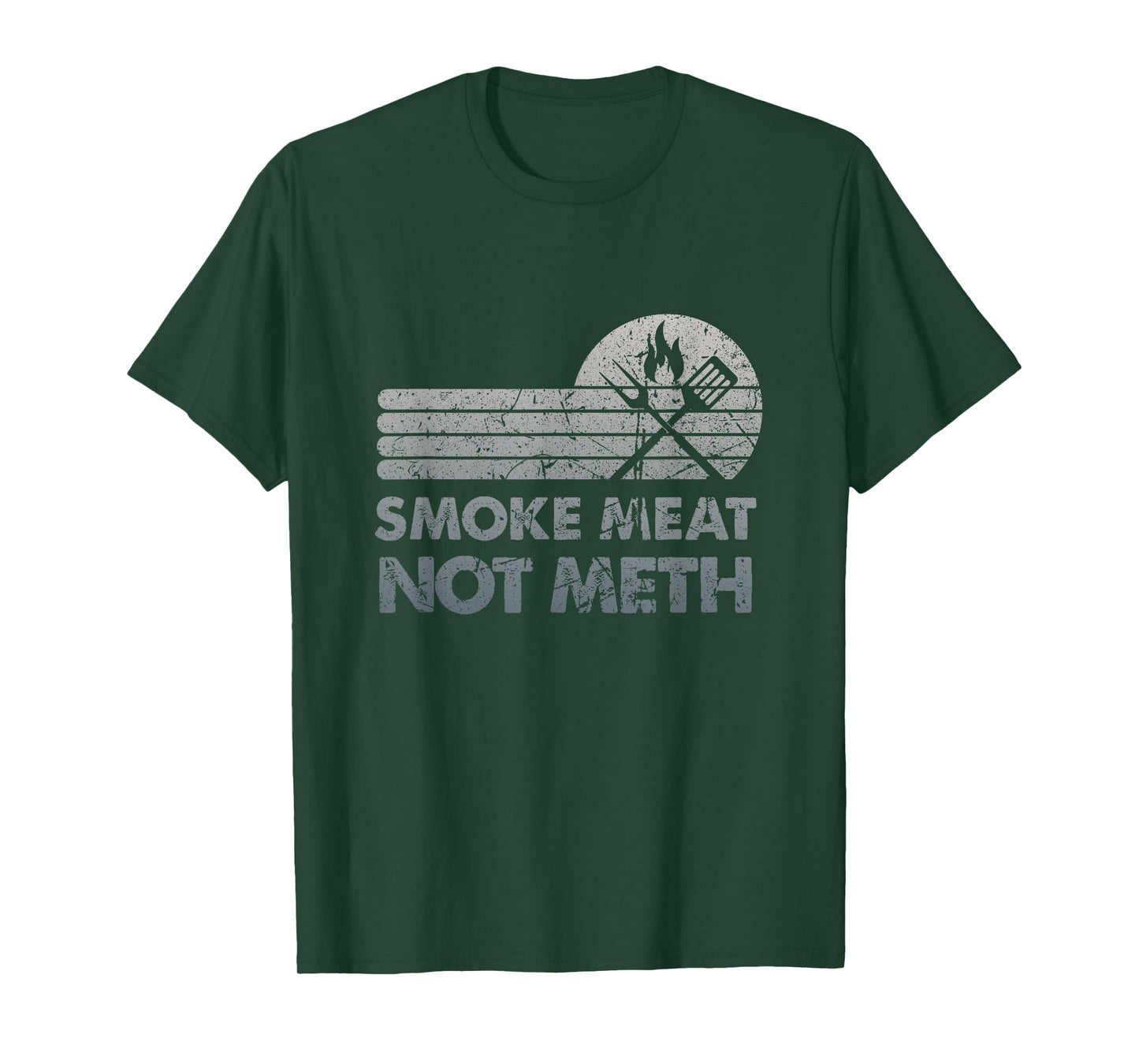 BBQ Smoke Meat Not Meth Brisket Ribs Grey Vintage Distressed T-Shirt