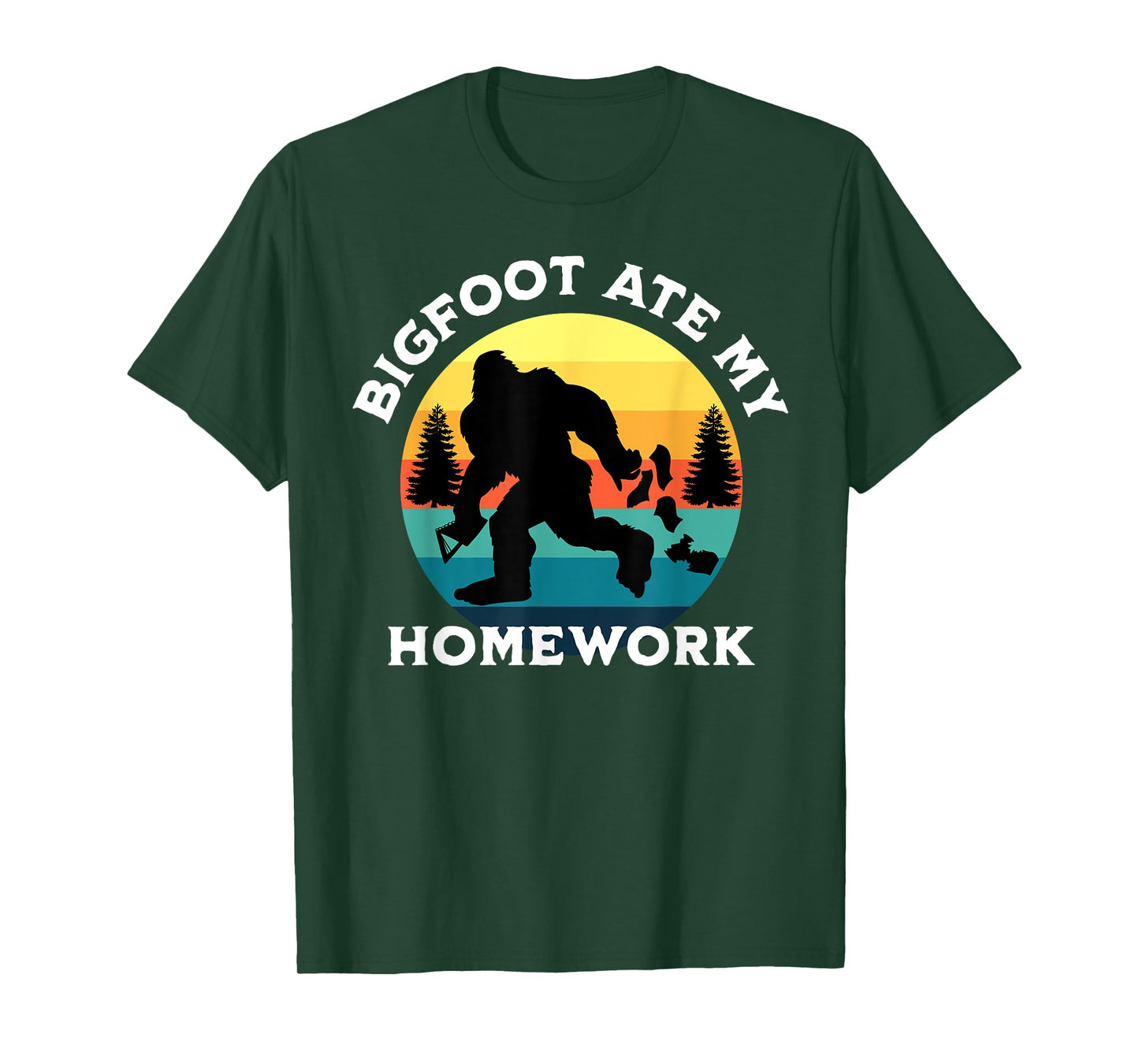 Vintage Retro Bigfoot Ate My Homework Funny Sasquatch T-Shirt