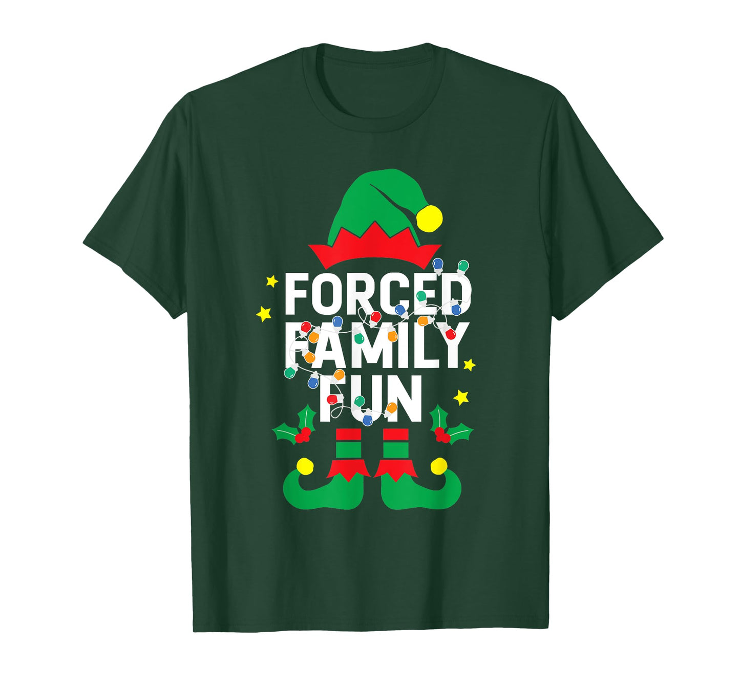Funny ELF Forced Family Fun Sarcastic Christmas Pajama T-Shirt