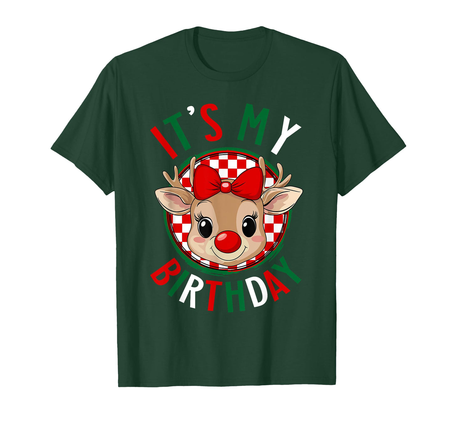It's My Birthday Reindeer Christmas Pajamas Women Girls T-Shirt