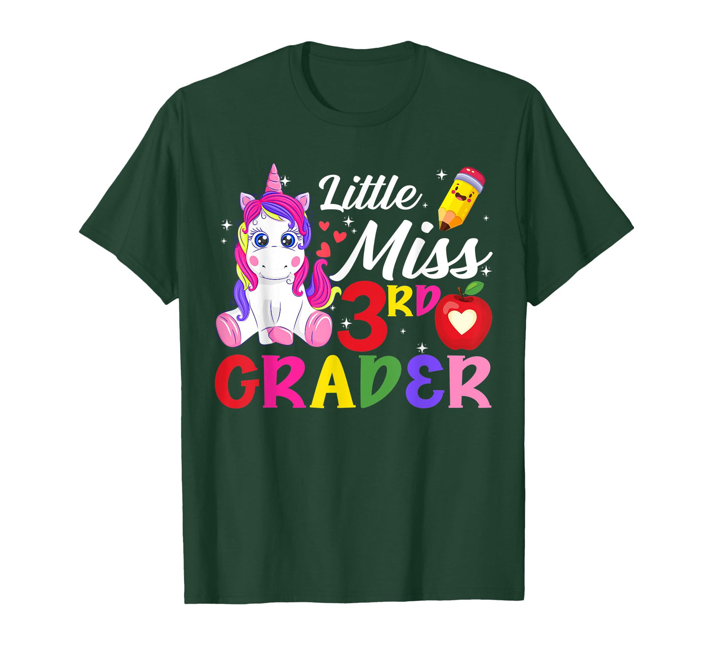 Funny Little Miss Third Grader Unicorn First Day Of School T-Shirt