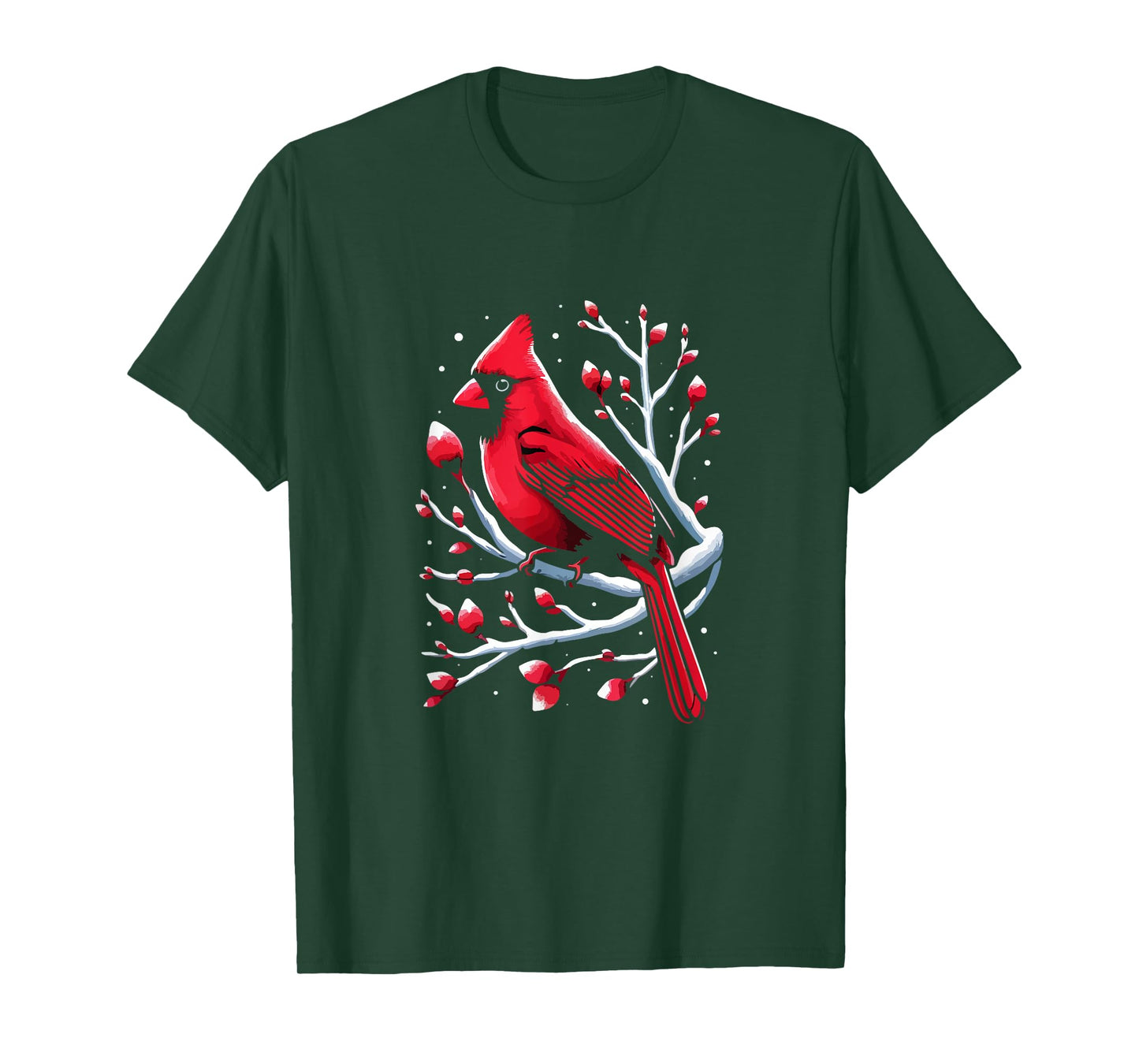 Cardinal Bird in Snowy Berries Birdwatching Bird lover Cute T-Shirt
