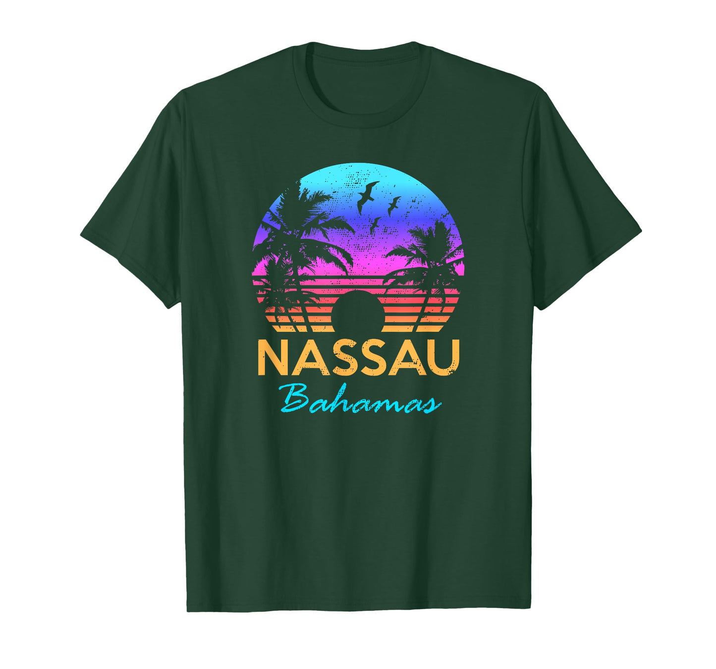 Nassau Bahamas Beach Trip Souvenir Sunset Vintage Graphic T-Shirt