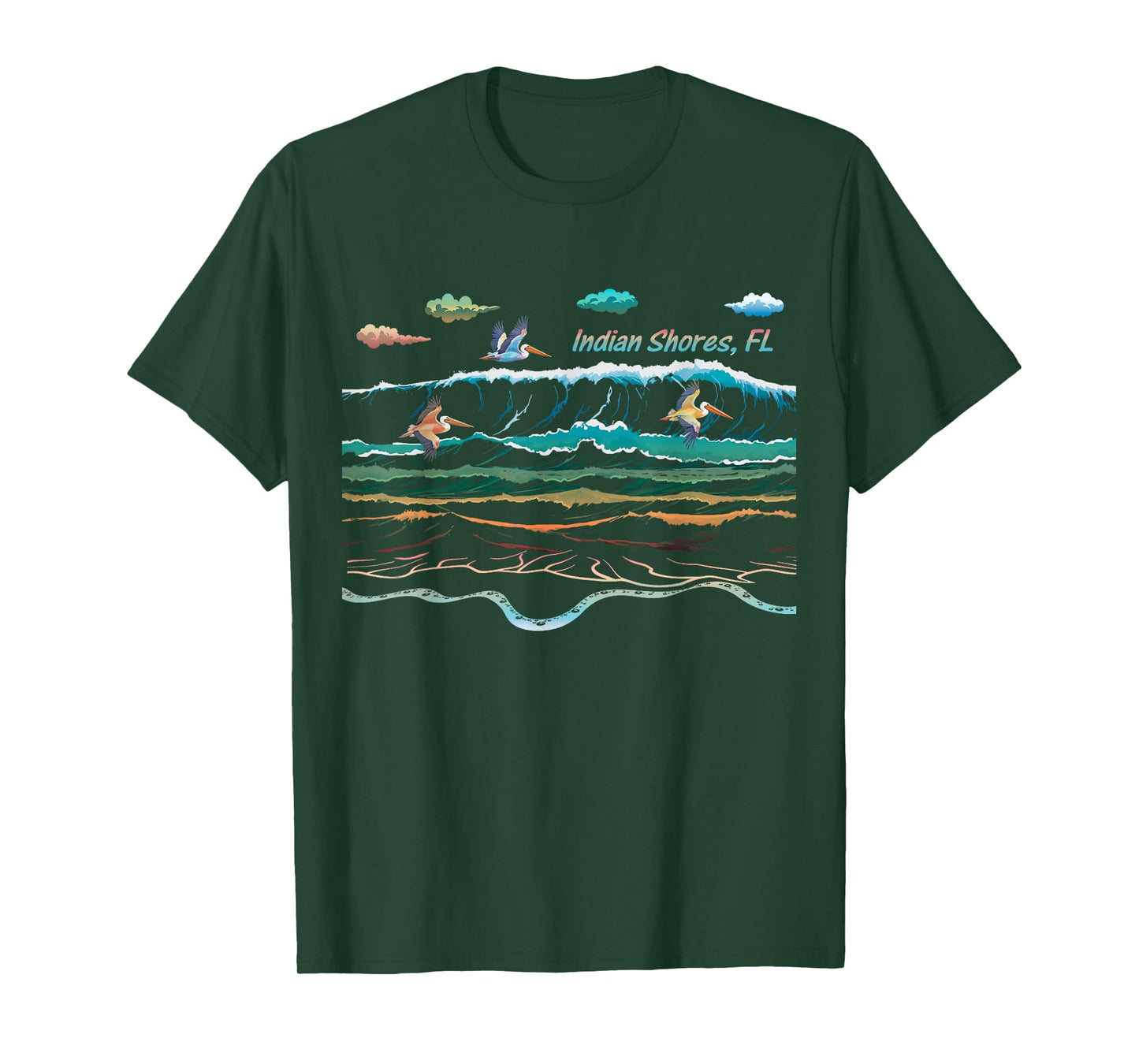 Indian Shores FL Florida Waves Pelican Bird Watching T-Shirt