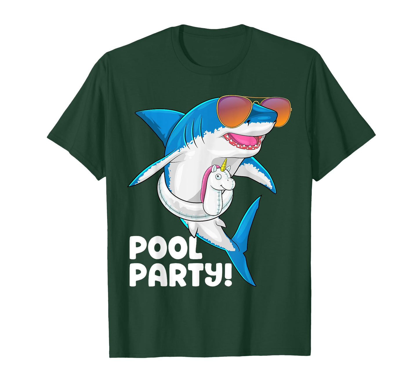 Pool Party Unicorn Float Summer Vacation Funny Shark Swim Men Women Girls Kids T-Shirt