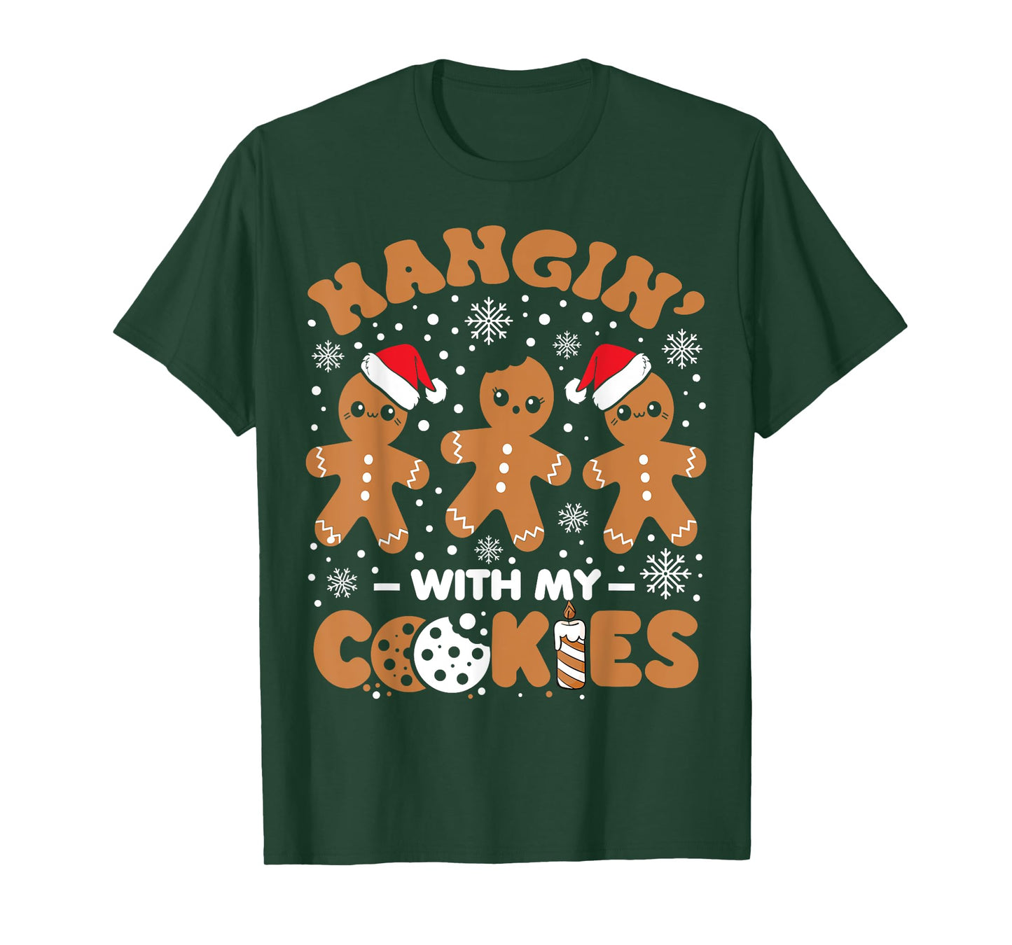 Hangin With My Cookies Gingerbread Women Christmas Teacher T-Shirt