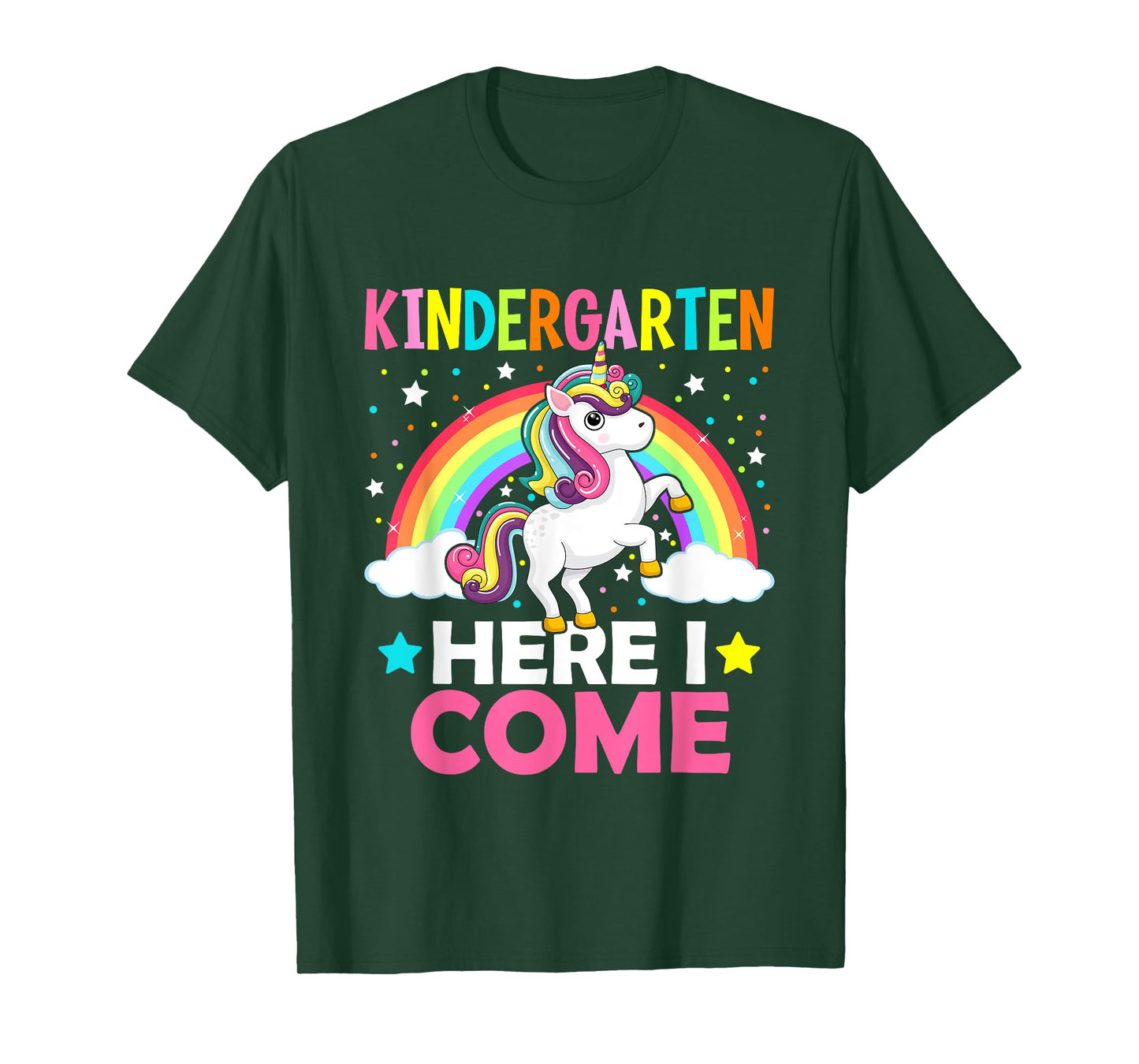 Kindergarten Here I Come Cute Unicorn 1st Day Back To School T-Shirt