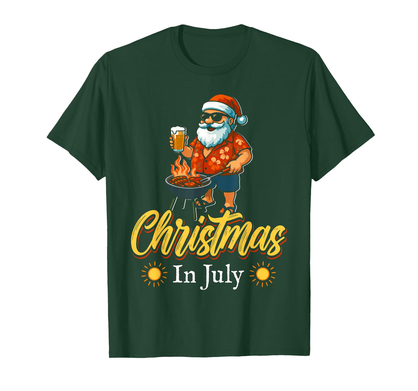 Christmas In July Santa BBQ Summer Hawaiian Christmas T-Shirt