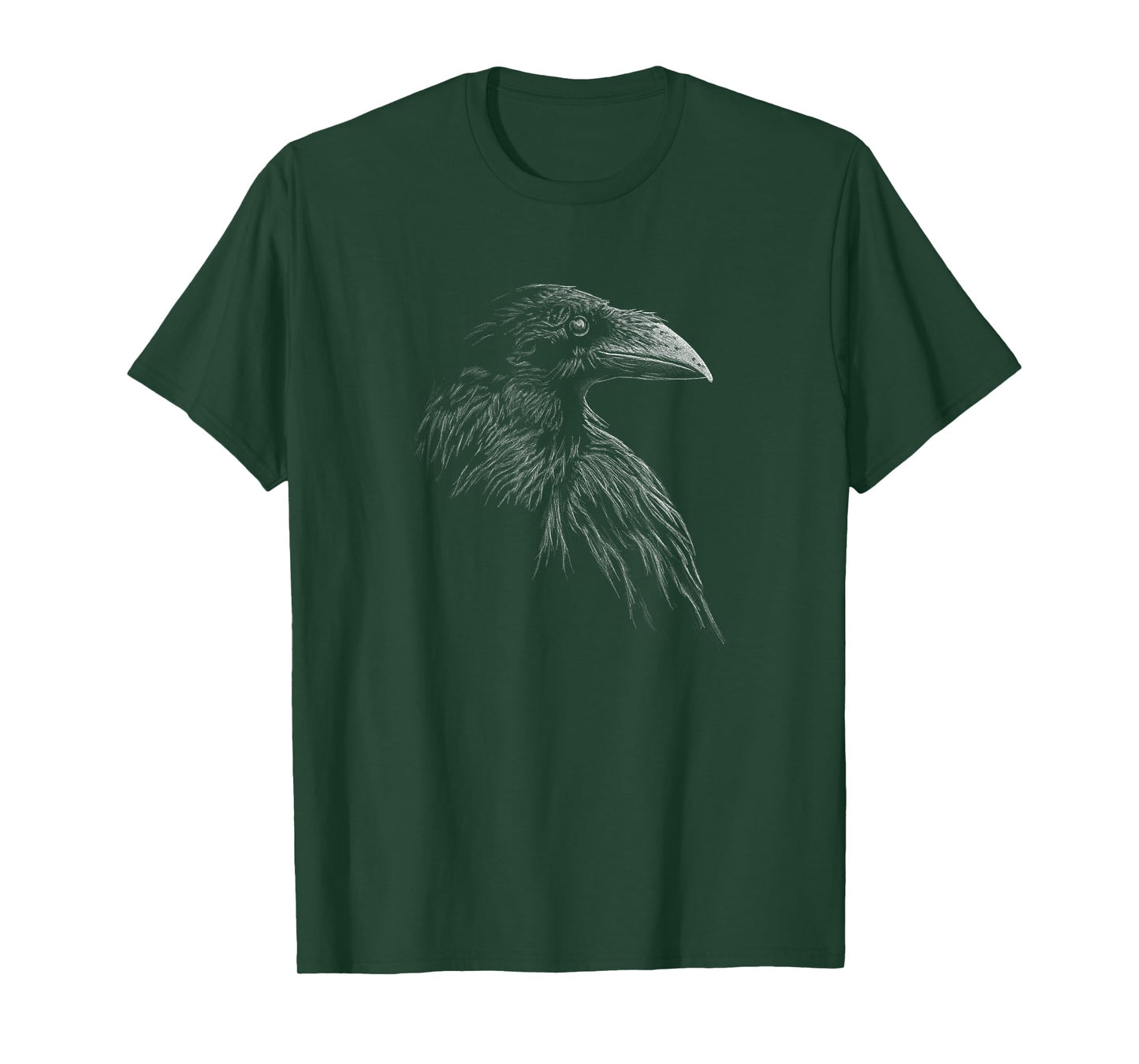 Mystical Black Raven Illustration Goth Viking Crow Artwork T-Shirt