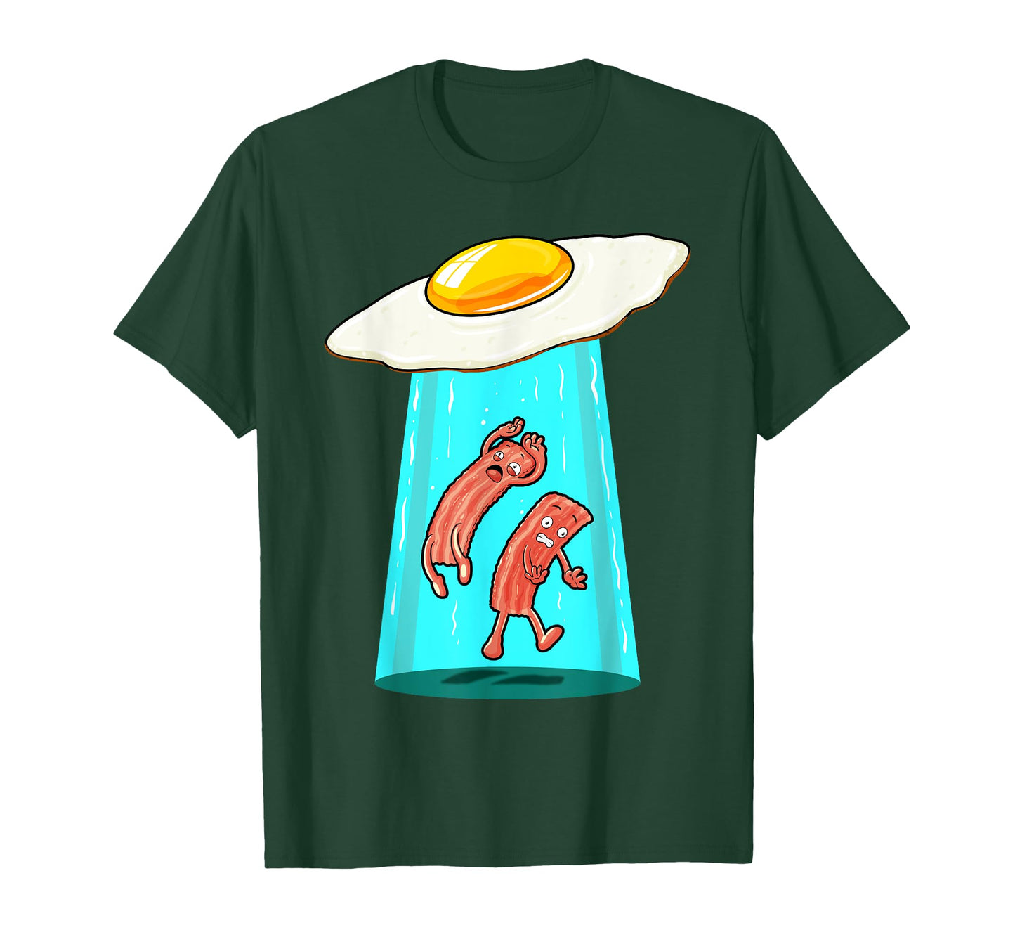 Egg Bacon UFO Abducting Funny Alien Breakfast Food Lover T-Shirt