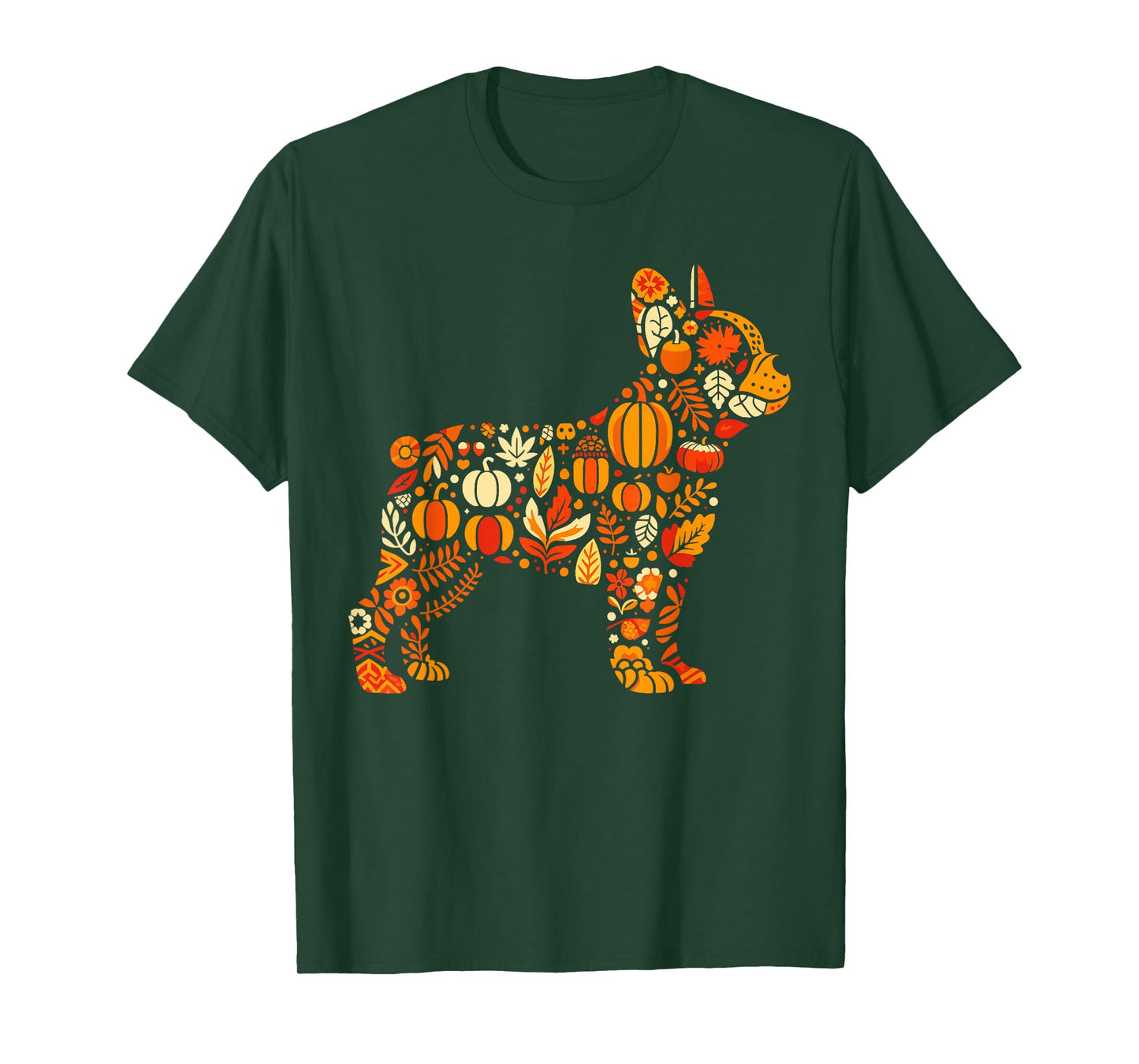 Autumn Pumpkin French Bulldog Thanksgiving Womens Mens Kids T-Shirt