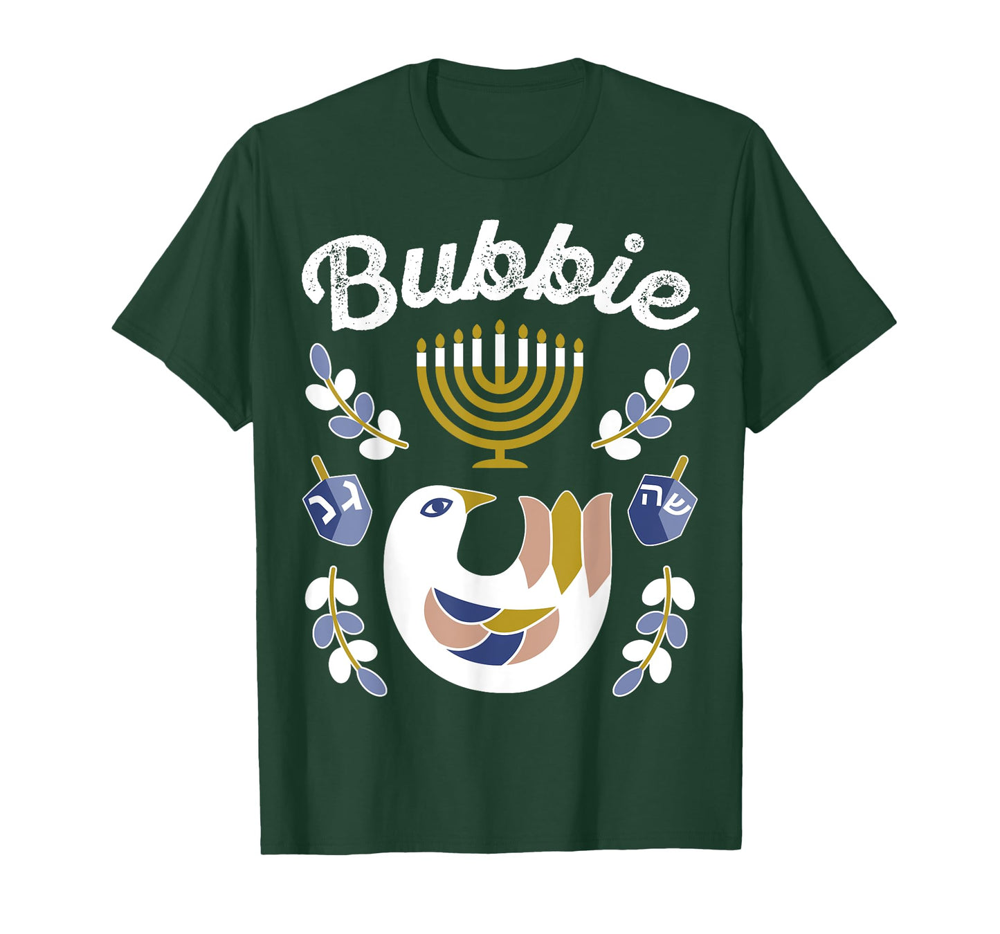 Matching Family Hanukkah Pajama Top Dreidel & Menorah Bubbie T-Shirt
