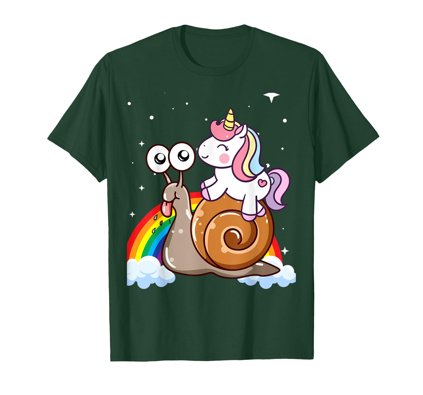 Unicorn Riding Snail Boys Girls Men Women Kids Teen Rainbow T-Shirt