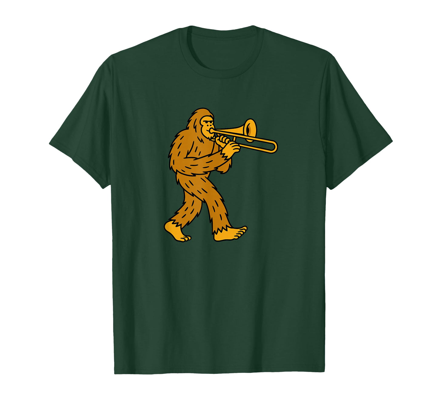 Bigfoot Playing Trombone Instrument Band - Sasquatch T-Shirt
