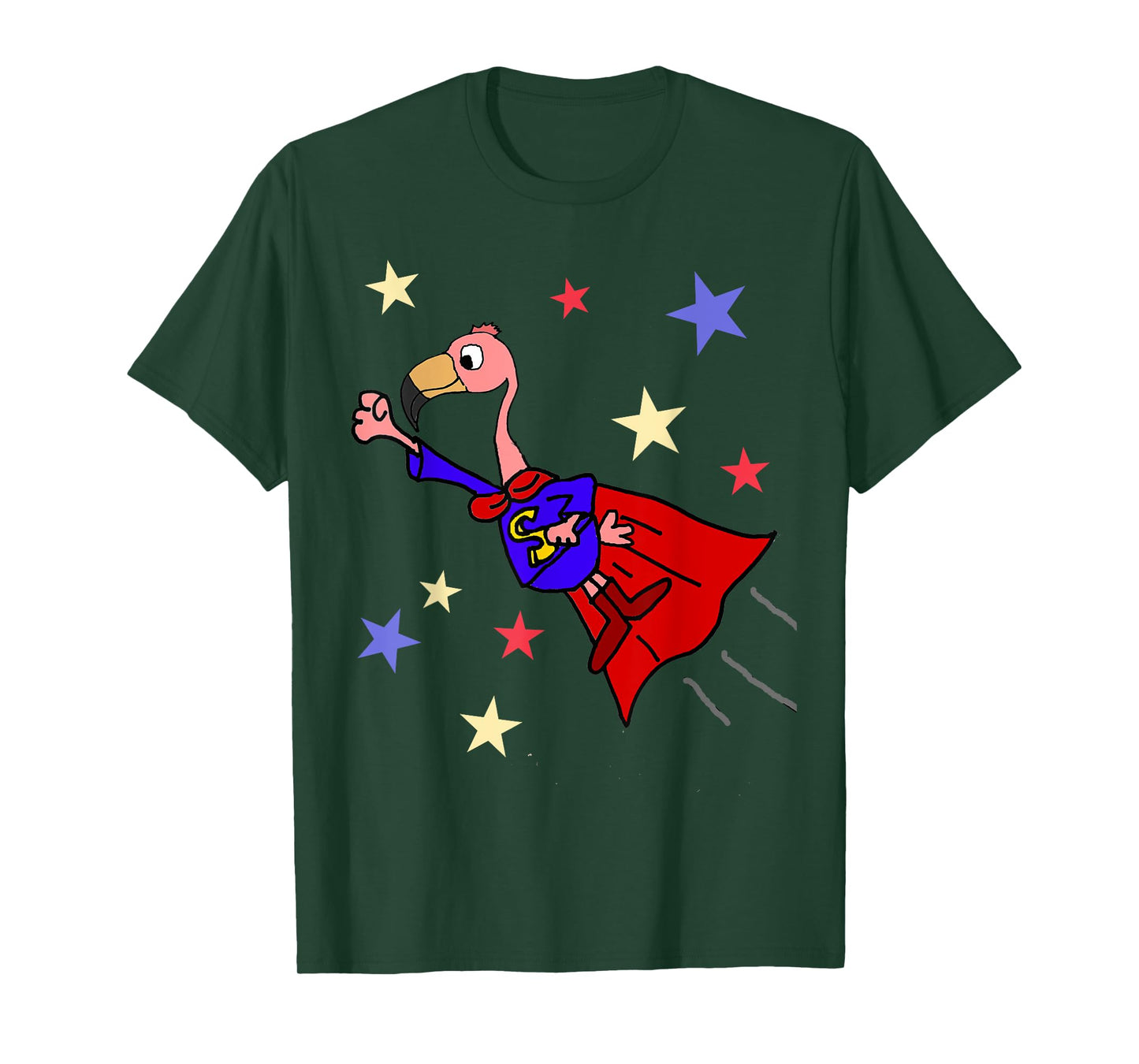 SmileteesFunny Funny Flamingo Flying Superhero T-shirt T-Shirt