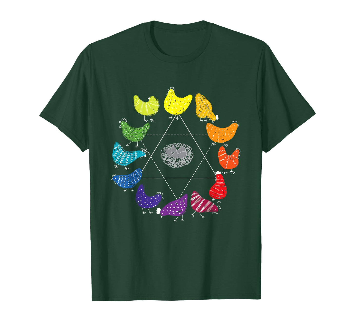 Chicken Themed Color Wheel Educational Art Teacher Artist Men Women Girls Kids T-Shirt