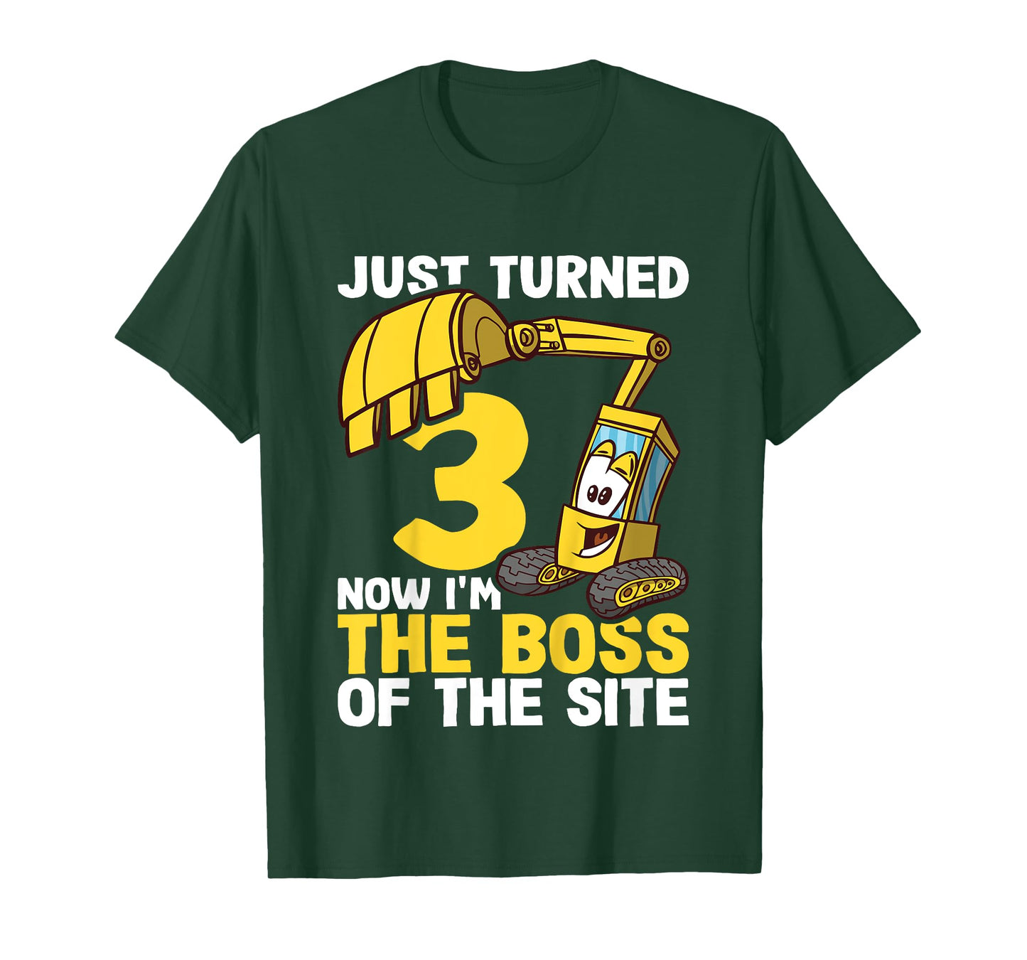 Kids 3rd Birthday Shirt Boy Excavator Construction Site Boss T-Shirt