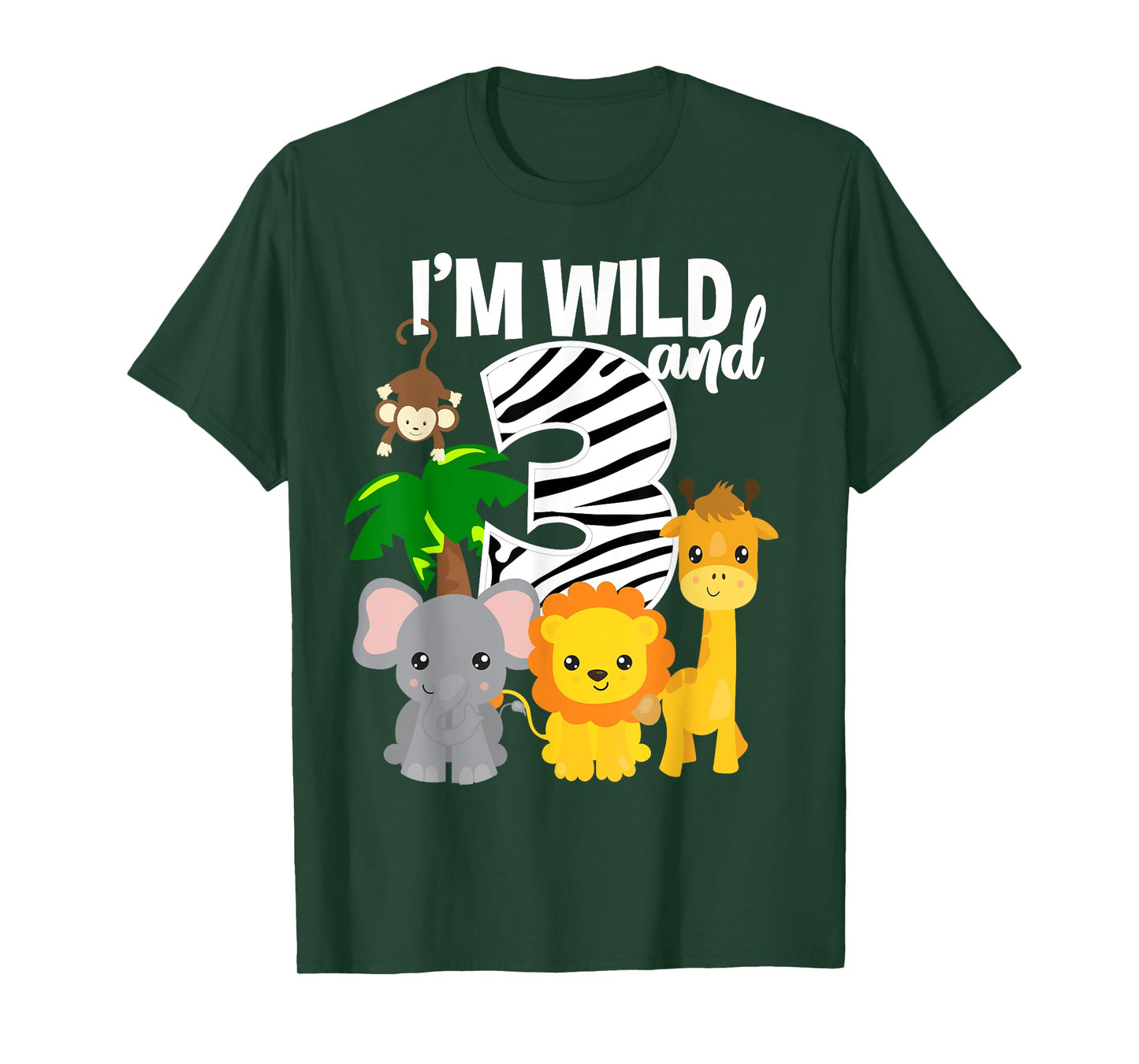 I'm Wild and 3 Zoo Theme Birthday Shirt Safari Jungle Animal T-Shirt