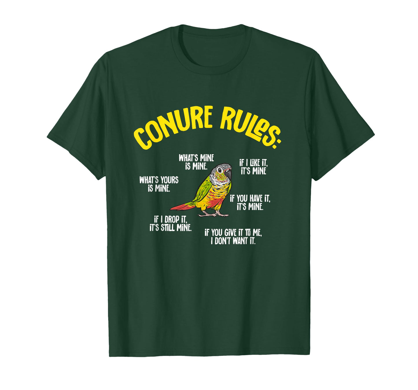 Green Cheek Conure Parrot Bird Conure Rules T-Shirt
