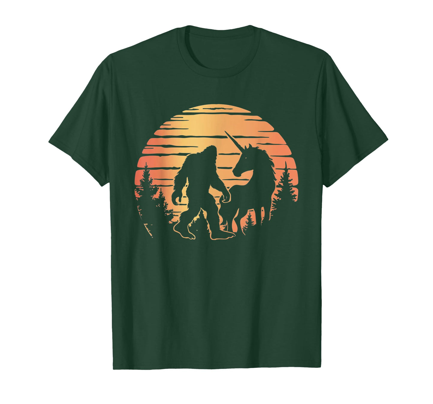 Bigfoot And Unicorn For Men Women And Kids! Retro Sasquatch T-Shirt