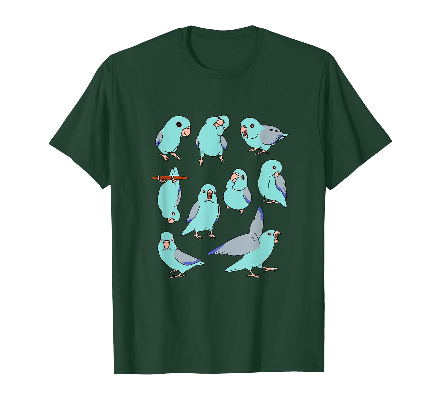 Cute Blue Fallow Parrotlet Pattern Pacific Parrot Doodle T-Shirt