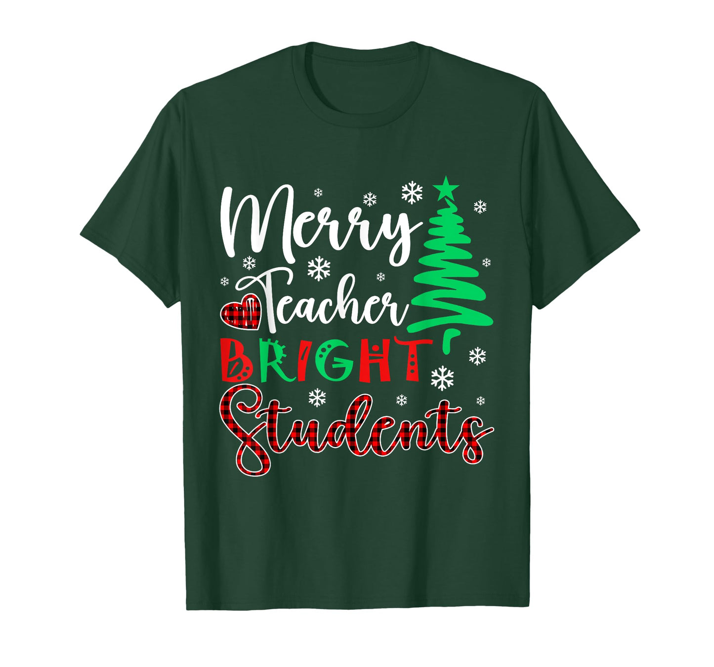 Merry Teacher Bright Student Teacher Xmas Funny Women Men T-Shirt