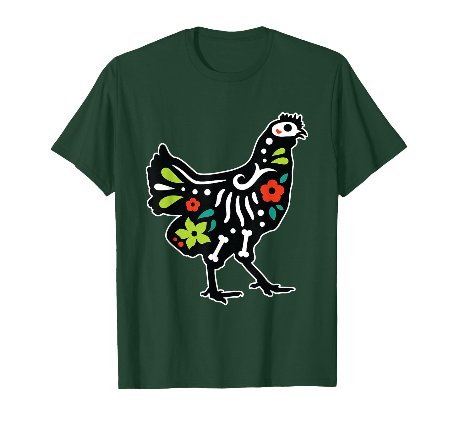 Chicken Sugar Skull Dia De Los Muertos Mexican Day Of Dead T-Shirt