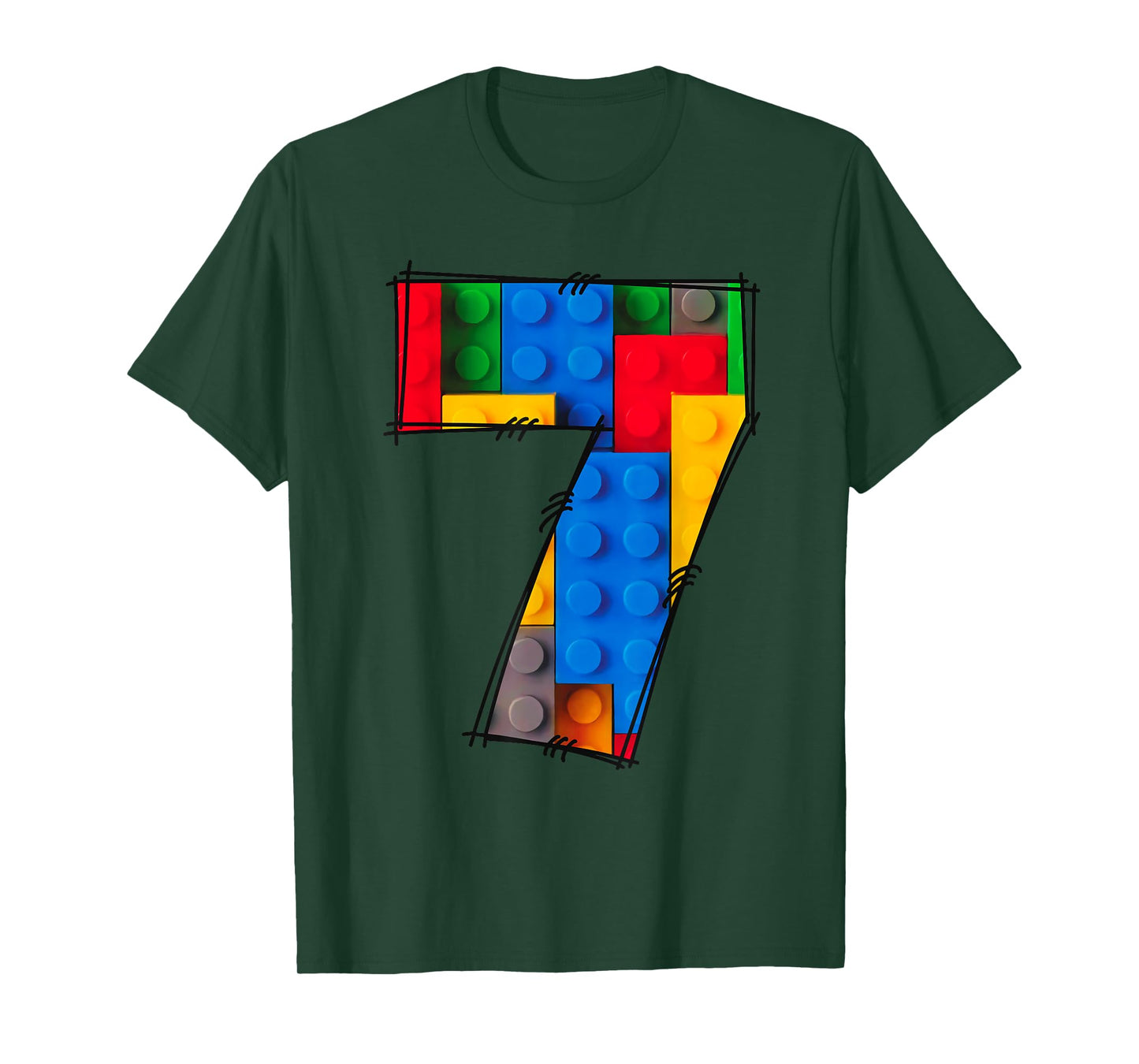 7 Years Old Blocks Building Master Builder 7th Birthday Kid T-Shirt