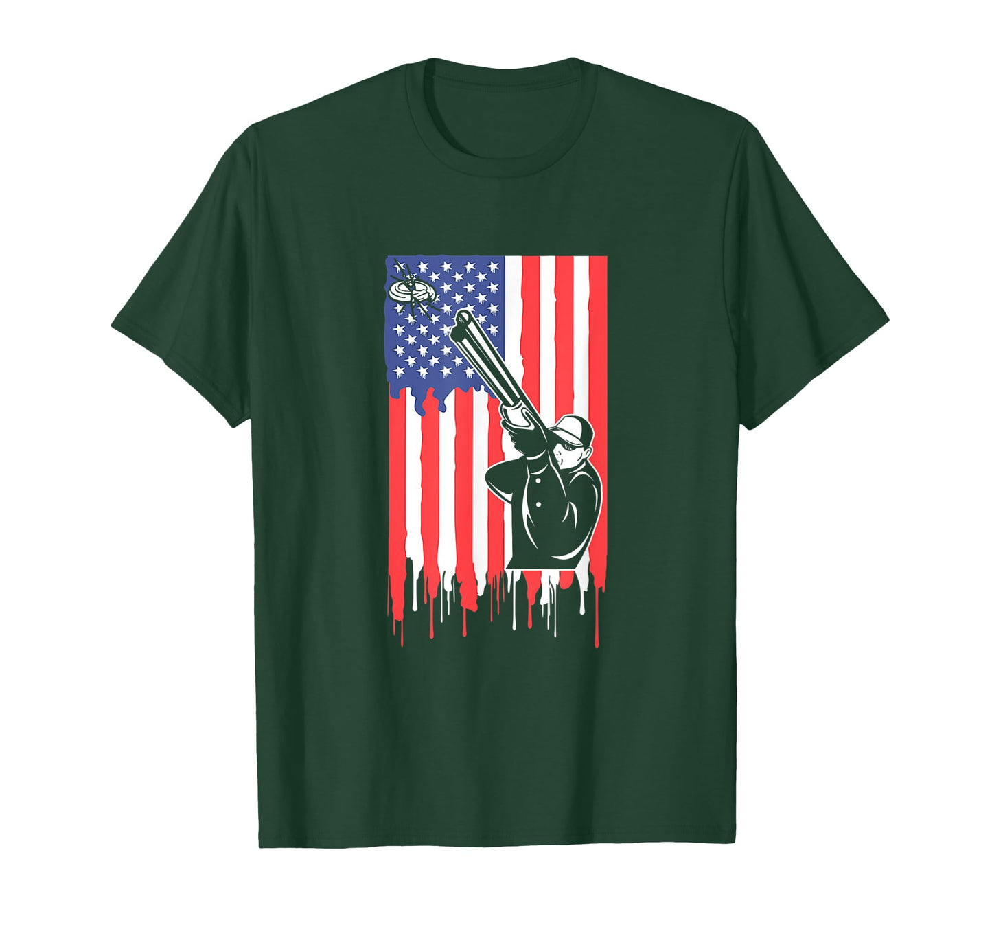 Trap Shooting USA Flag Shirt Proud Clay Shooting Skeet Shoot T-Shirt for Women Kids Men