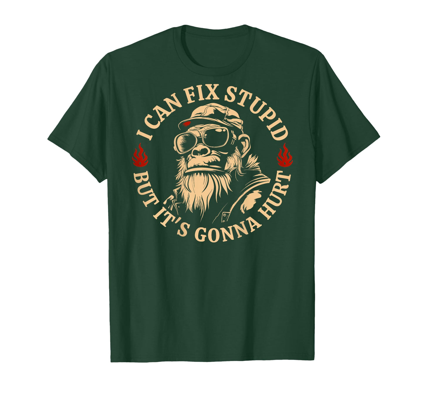 I Can Fix Stupid But It's Gonna Hurt Monkey Funny (On Back) T-Shirt