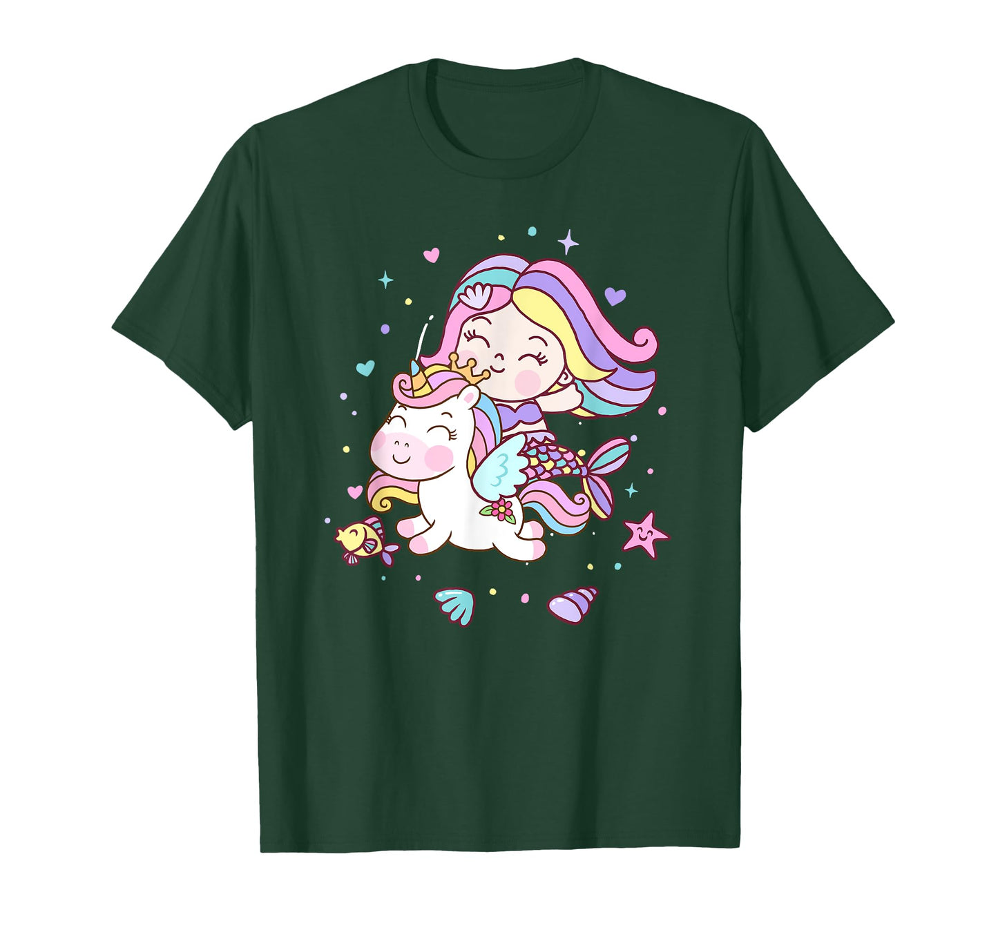 Unicorn kisses Mermaid wishes | Birthday Girl T-Shirt