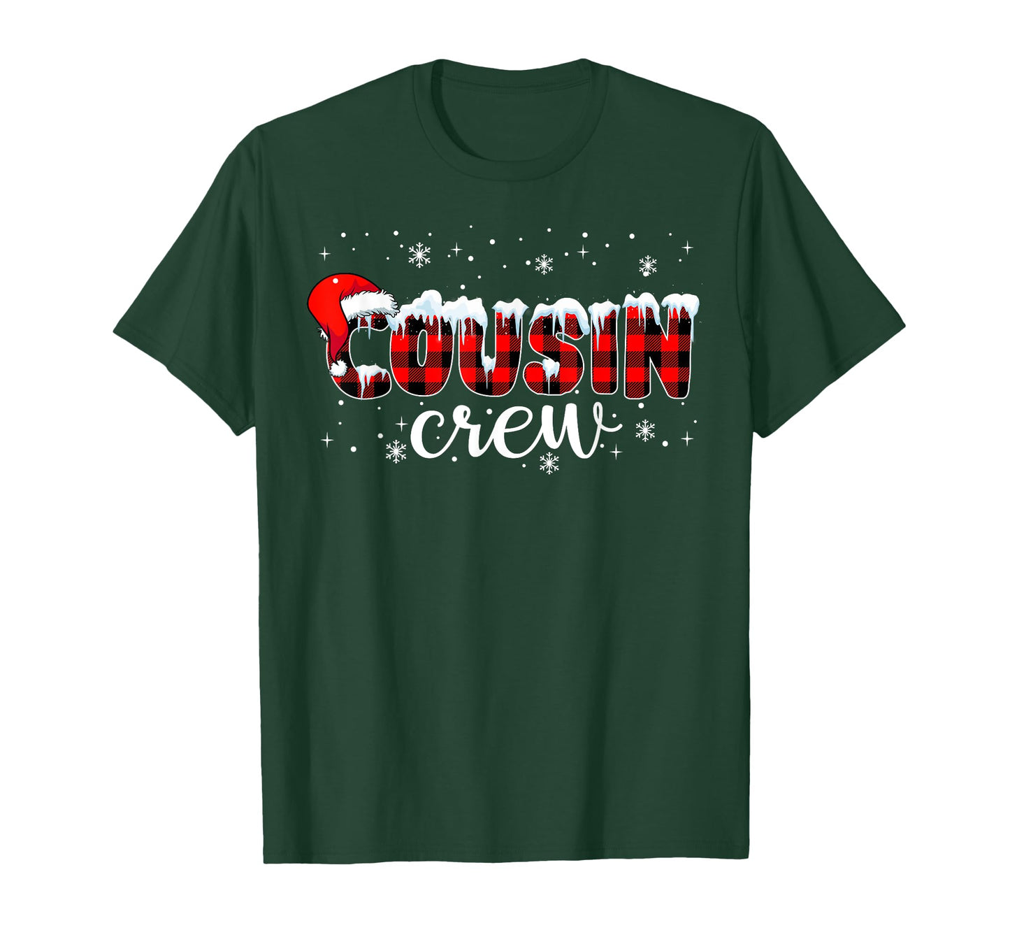 Cousin Crew Plaid Buffalo Merry Christmas Xmas Santa Pajamas T-Shirt