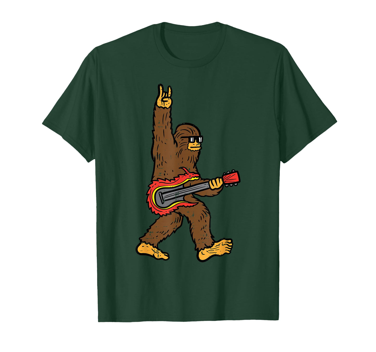 Rocker Bigfoot Sasquatch Guitar Rocknroll Rock Boys Kids Men T-Shirt