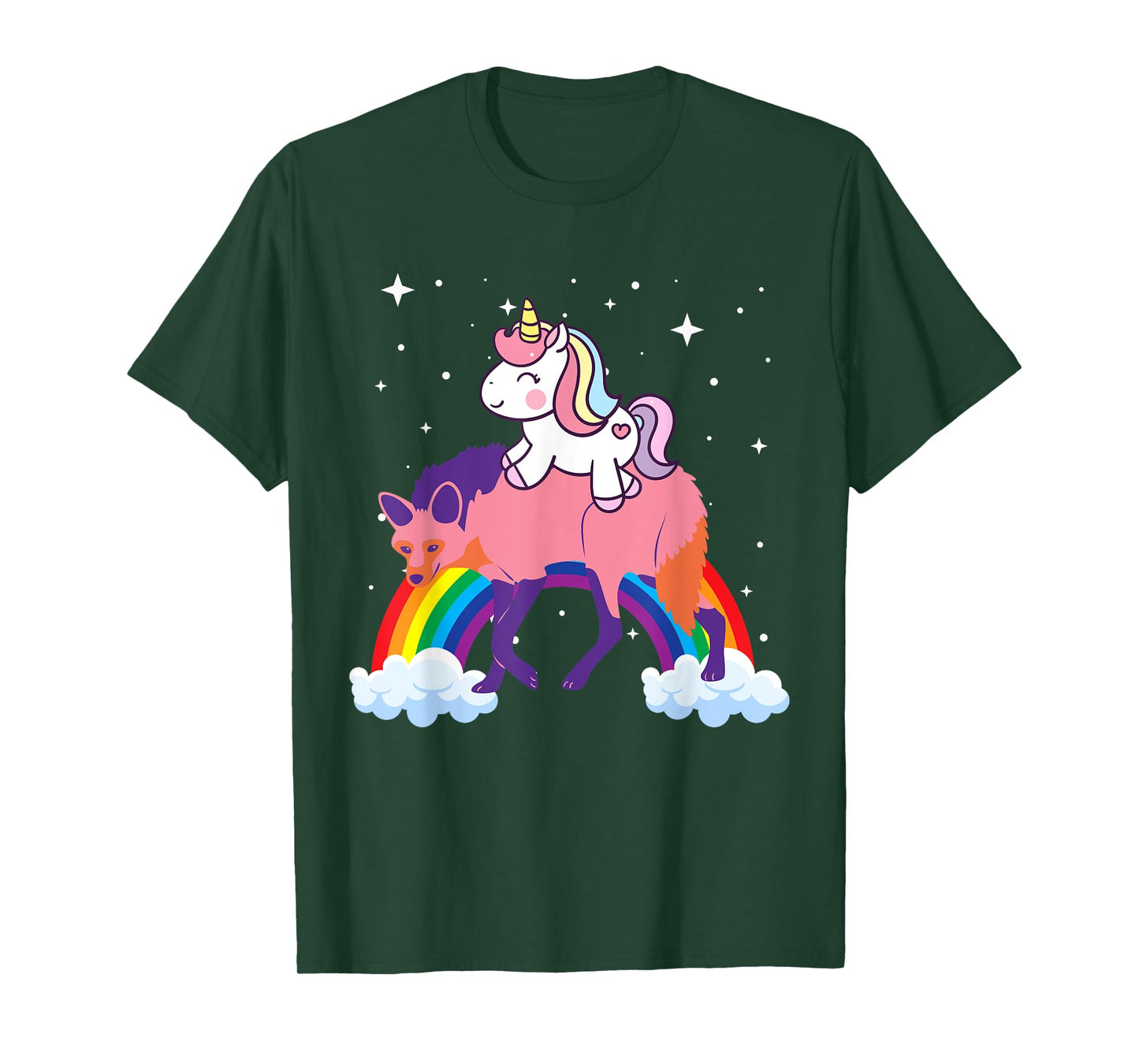Unicorn Riding Wolf Boys Girls Men Women Kids Teens Rainbow T-Shirt