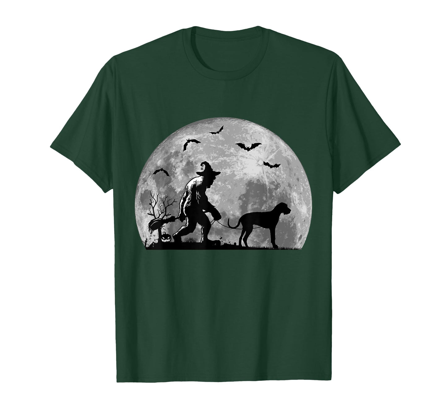 Bigfoot Walking Great Dane Dog Sasquatch Halloween T-Shirt