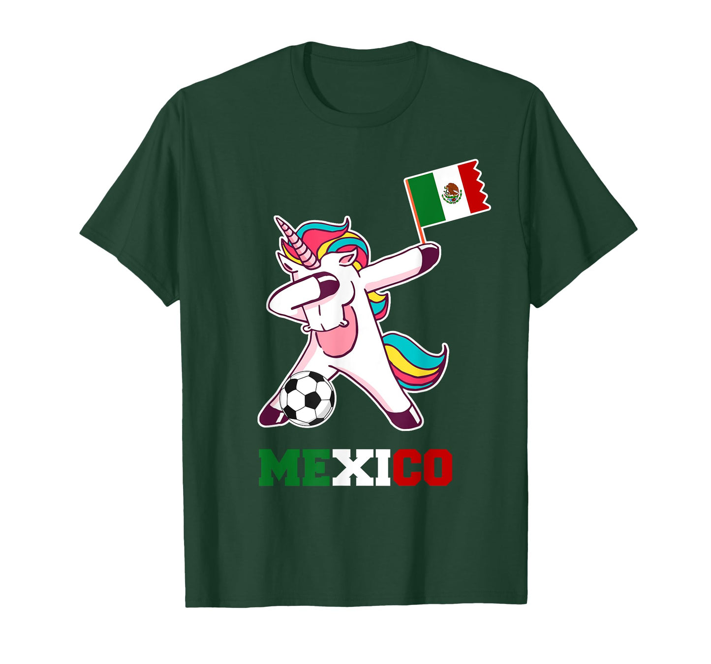 Mexico Soccer Shirt Dabbing Unicorn Mexican Flag T-Shirt