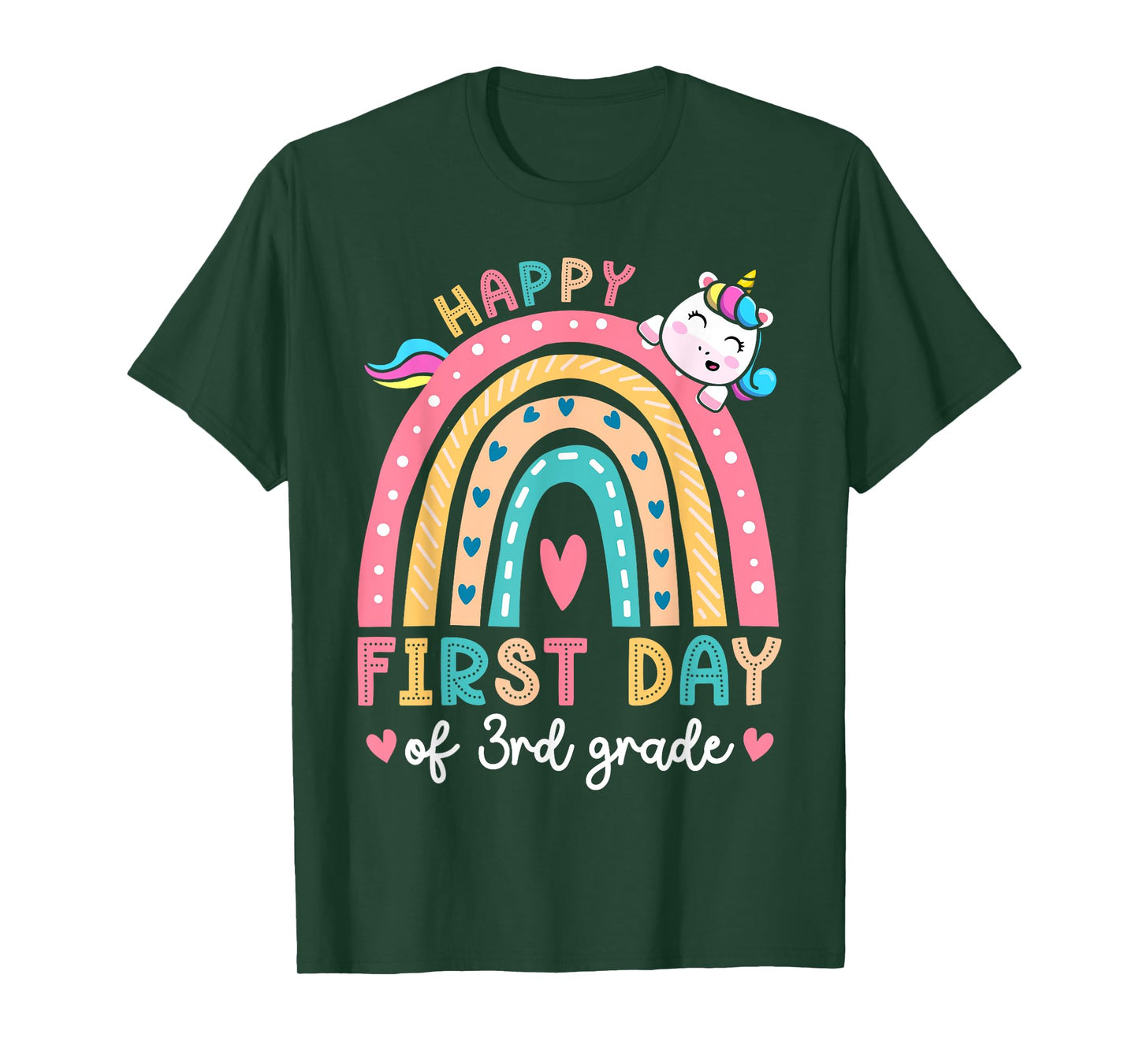 Happy First Day Of 3rd Grade Unicorn Girls Back To School T-Shirt