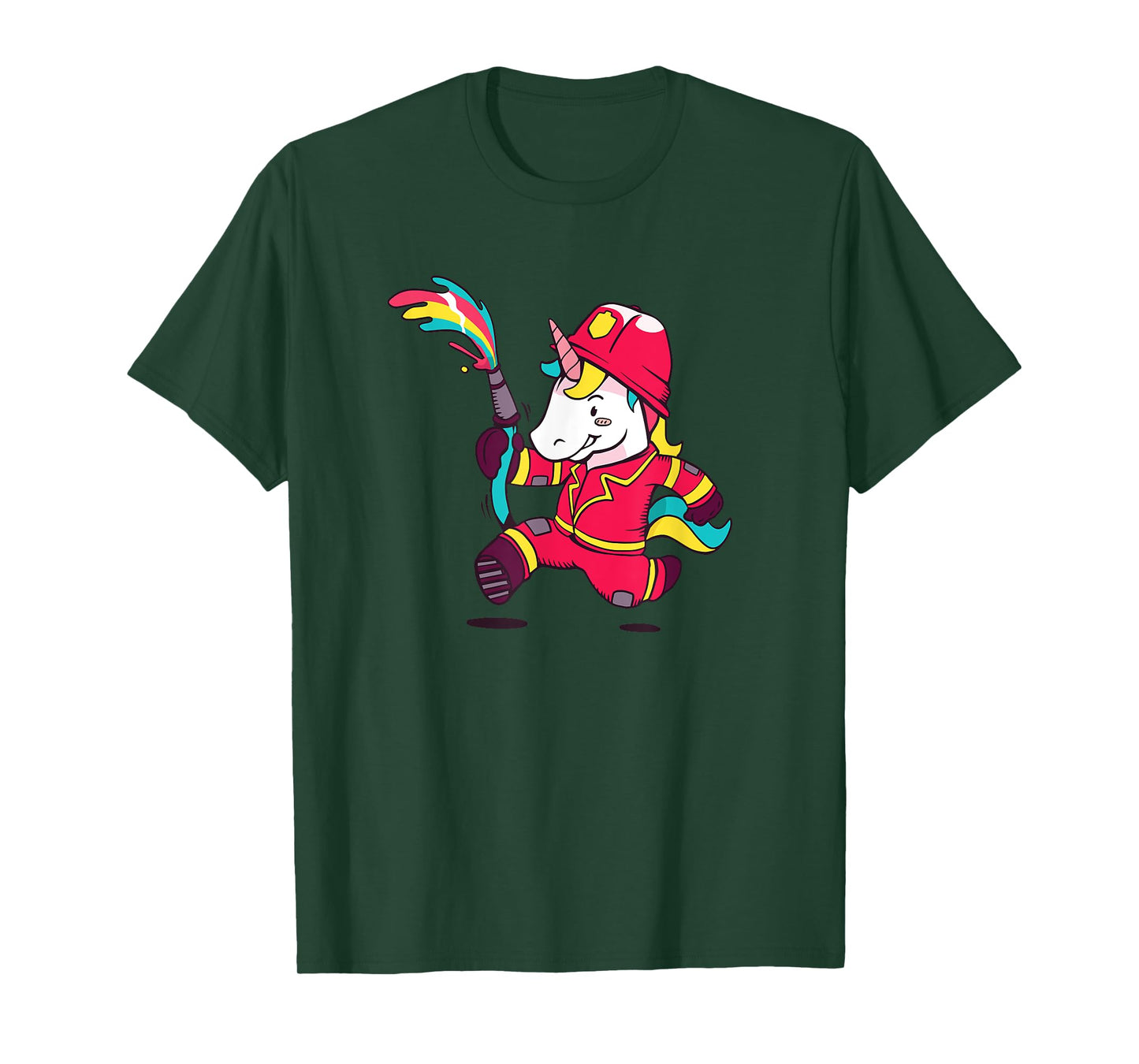 Unicorn Firefighter Cute Fireman Gift For Kids Girls T-Shirt