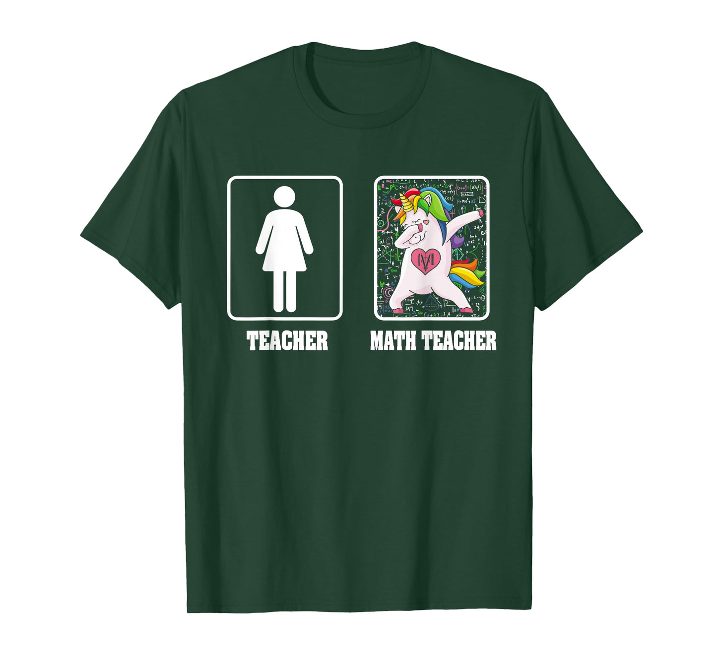 Woman Math Teacher Unicorn Dabbing Style Funny Mathematics T-Shirt