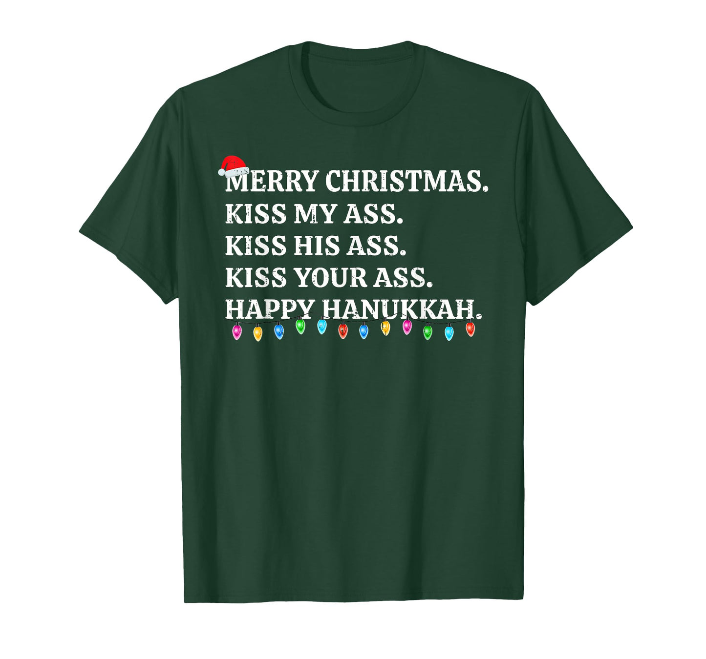 Merry Christmas Funny Kiss My Ass Xmas Men & Women Unisex-Adults T-Shirt Black Small Modern Crew Neck Short Sleeve T-Shirt Winter