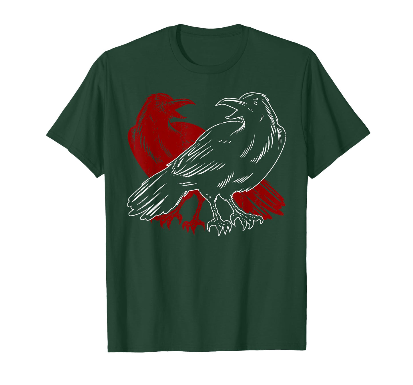Red Raven Spooky Gothic Animal Forest Bird Black Crow T-Shirt