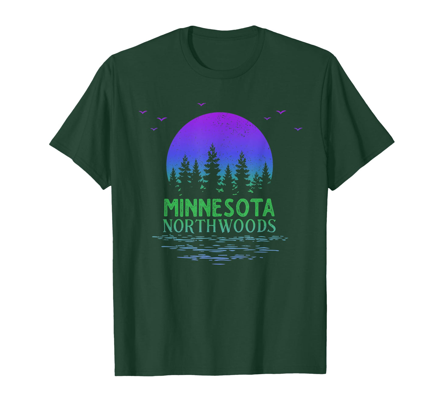 Minnesota Northwoods Moon Trees Lake Gradient Souvenir T-Shirt