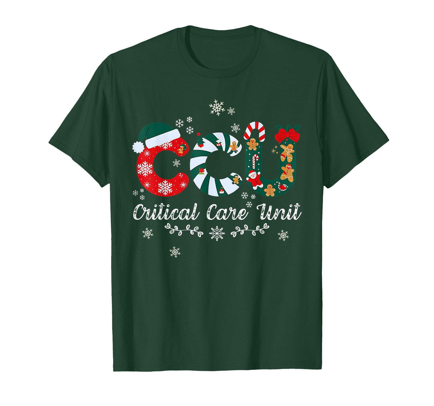 Funny CCU Nurse Christmas Critical Care Unit Xmas Girl Nurse T-Shirt