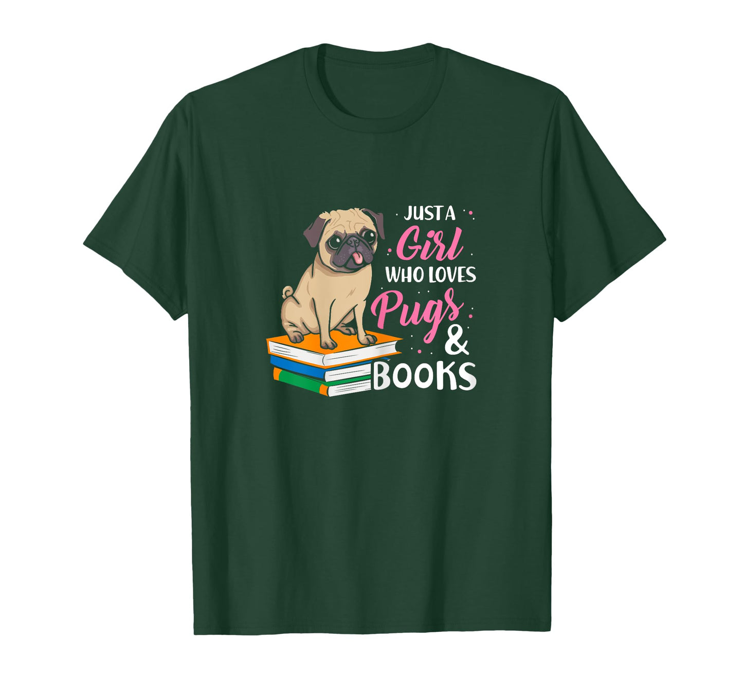 Just A Girl Who Loves Pugs And Books Animal Book T-Shirt