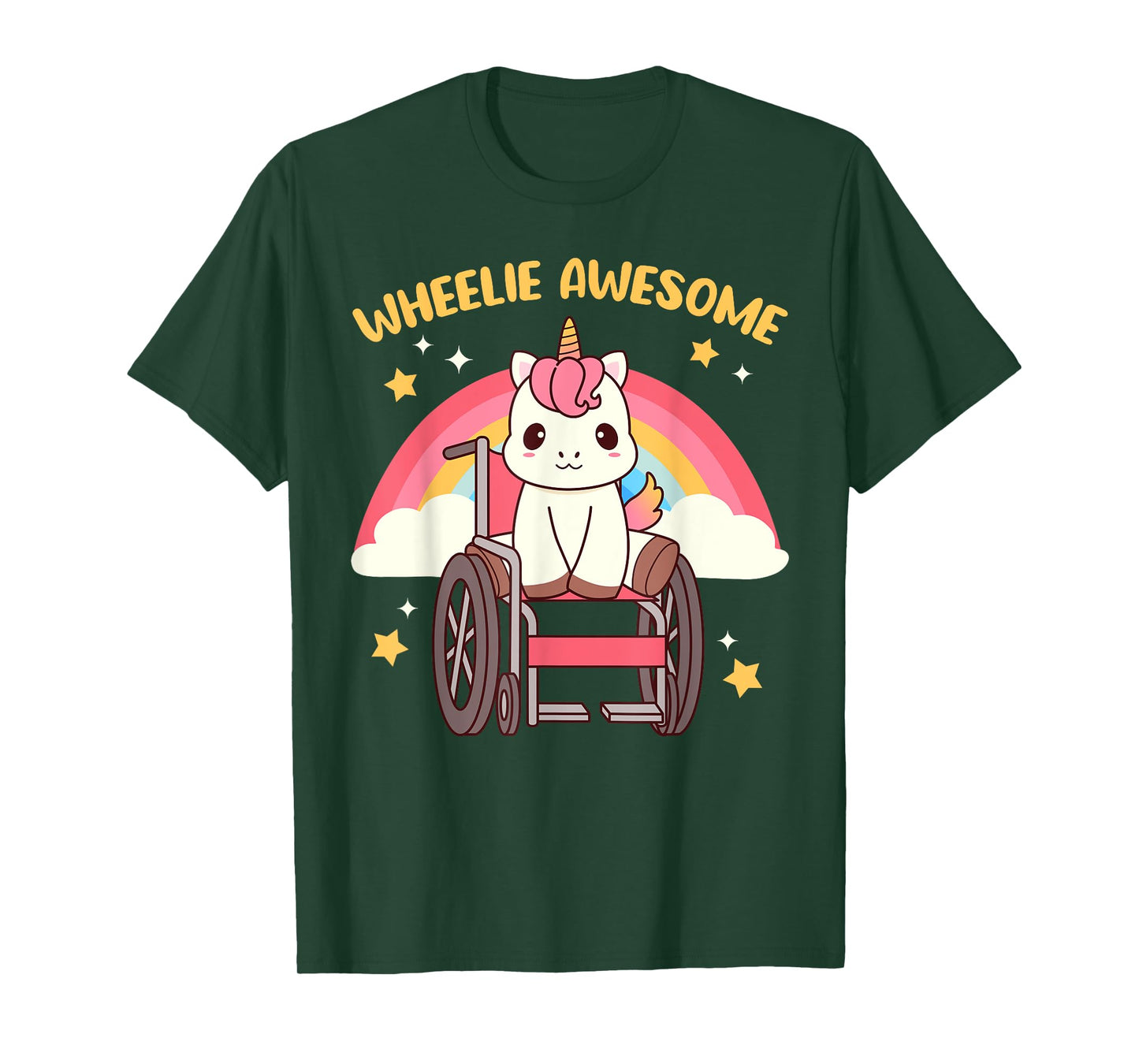 Handicap Wheelchair Designs For Girls And Women - Cute Kawaii Unicorn In A Wheelchair - Handicap Awareness Unicorn T-Shirt - Women's Black Short Sleeve T-Shirt - Small