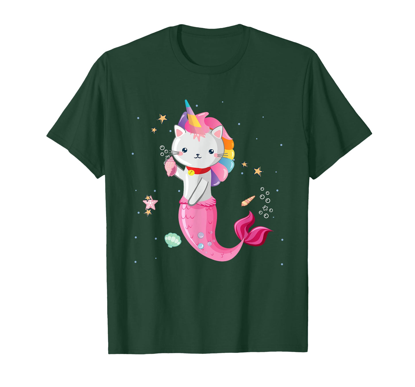 Cat Mermaid Unicorn Girl Kids T-Shirt