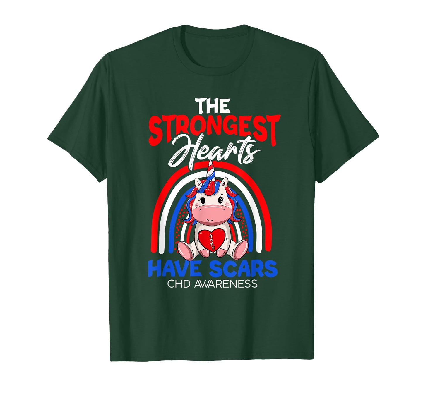 The Strongest Hearts Have Scars CHD Awareness Cute Unicorn T-Shirt